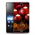 Дизайнерский пластиковый чехол для Sony Xperia TX Новогодние свечки