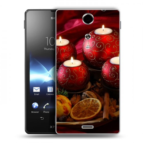 Дизайнерский пластиковый чехол для Sony Xperia TX Новогодние свечки