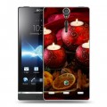 Дизайнерский пластиковый чехол для Sony Xperia S Новогодние свечки