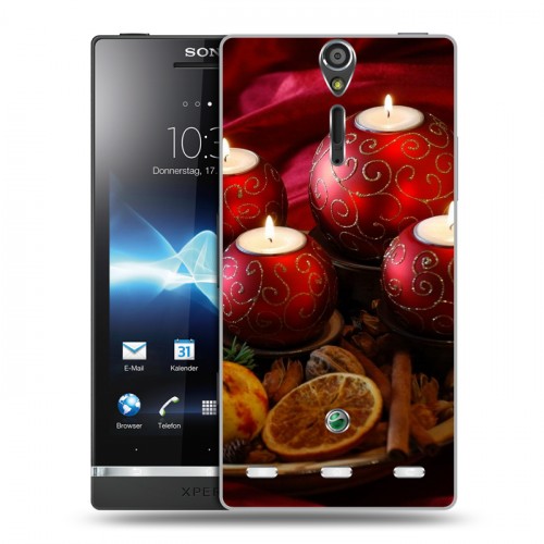 Дизайнерский пластиковый чехол для Sony Xperia S Новогодние свечки