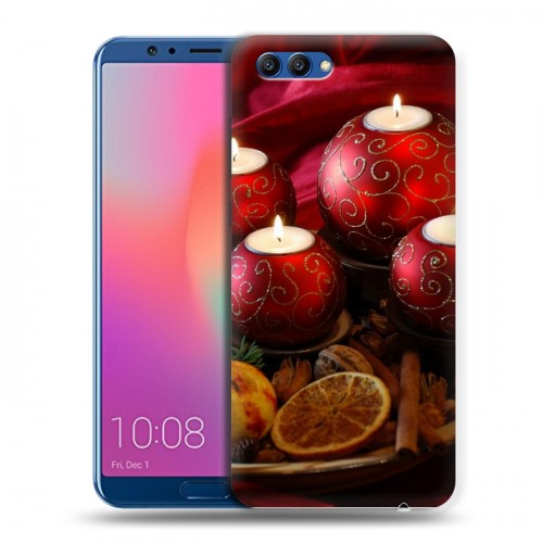 Дизайнерский пластиковый чехол для Huawei Honor View 10 Новогодние свечки