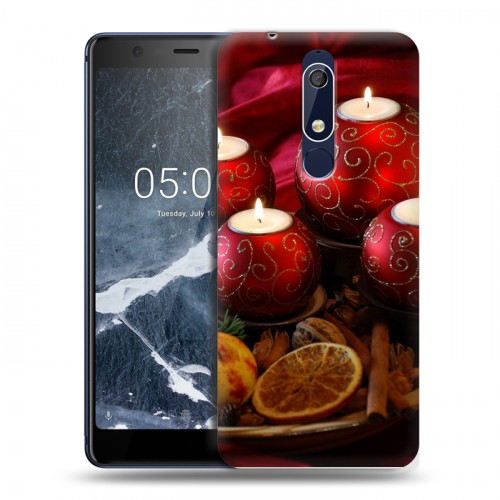 Дизайнерский пластиковый чехол для Nokia 5.1 Новогодние свечки