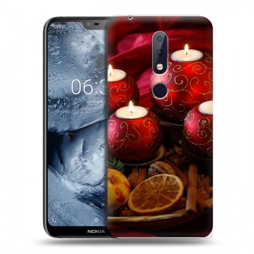 Дизайнерский силиконовый чехол для Nokia 6.1 Plus Новогодние свечки