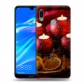 Дизайнерский пластиковый чехол для Huawei Y6 (2019) Новогодние свечки