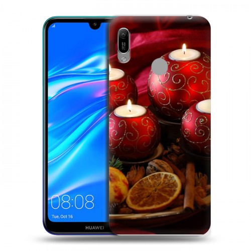 Дизайнерский пластиковый чехол для Huawei Y6 (2019) Новогодние свечки