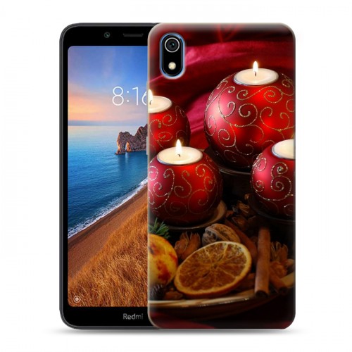 Дизайнерский силиконовый чехол для Xiaomi RedMi 7A Новогодние свечки