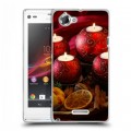 Дизайнерский пластиковый чехол для Sony Xperia L Новогодние свечки