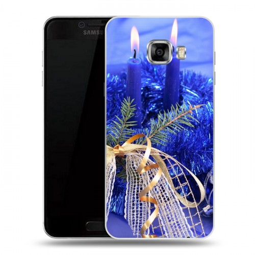 Дизайнерский пластиковый чехол для Samsung Galaxy C5 Новогодние свечки