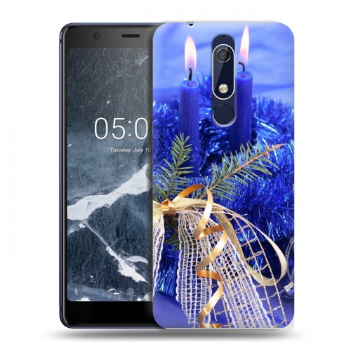 Дизайнерский пластиковый чехол для Nokia 5.1 Новогодние свечки