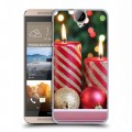 Дизайнерский пластиковый чехол для HTC One E9+ Новогодние свечки