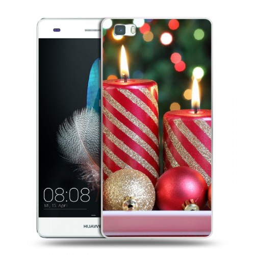 Дизайнерский пластиковый чехол для Huawei P8 Lite Новогодние свечки