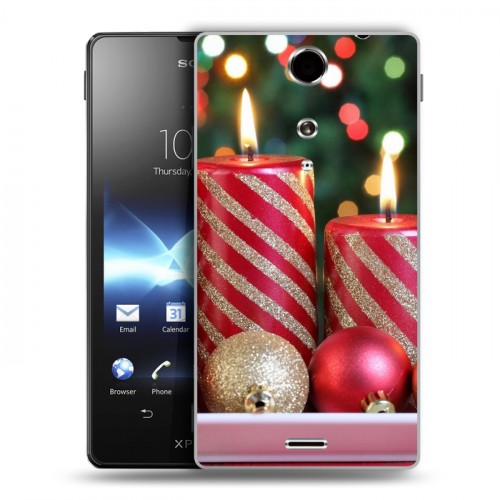 Дизайнерский пластиковый чехол для Sony Xperia TX Новогодние свечки