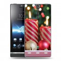 Дизайнерский пластиковый чехол для Sony Xperia S Новогодние свечки