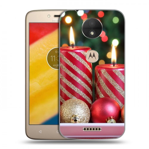 Дизайнерский силиконовый чехол для Motorola Moto C Новогодние свечки