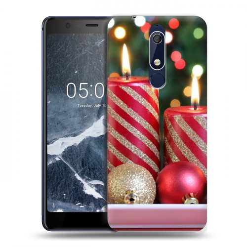 Дизайнерский пластиковый чехол для Nokia 5.1 Новогодние свечки