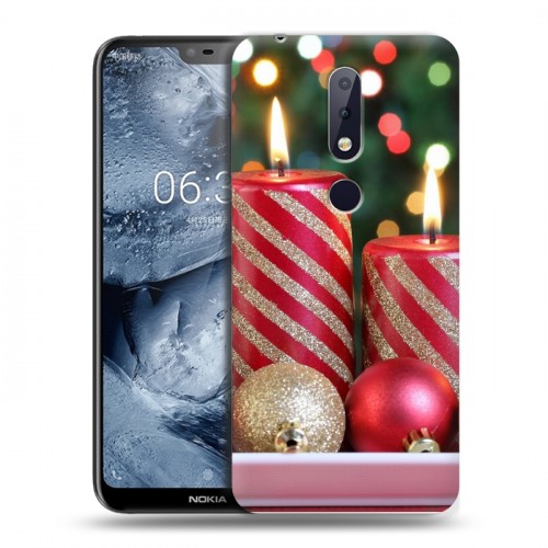 Дизайнерский пластиковый чехол для Nokia 6.1 Plus Новогодние свечки