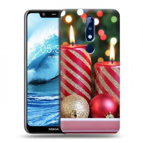 Дизайнерский силиконовый чехол для Nokia 5.1 Plus Новогодние свечки