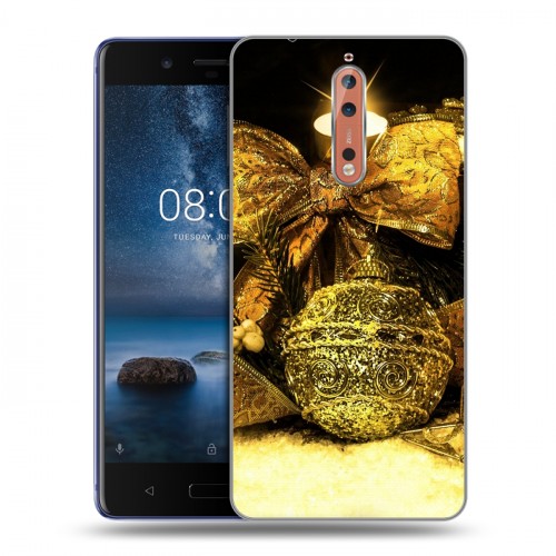 Дизайнерский пластиковый чехол для Nokia 8 Новогодние свечки