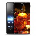 Дизайнерский пластиковый чехол для Sony Xperia TX Новогодние свечки