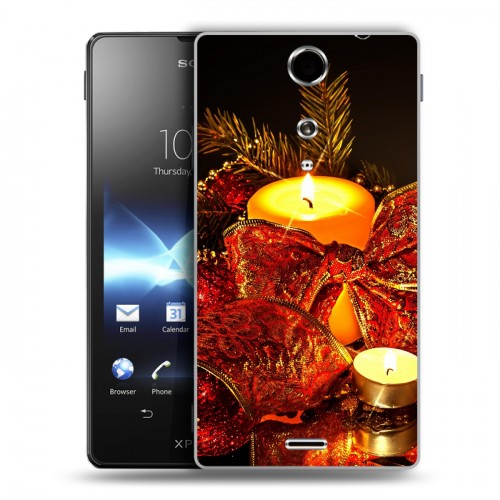 Дизайнерский пластиковый чехол для Sony Xperia TX Новогодние свечки