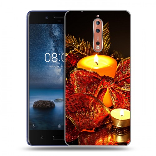 Дизайнерский пластиковый чехол для Nokia 8 Новогодние свечки