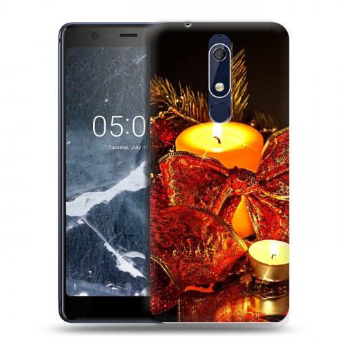 Дизайнерский пластиковый чехол для Nokia 5.1 Новогодние свечки