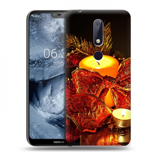 Дизайнерский пластиковый чехол для Nokia 6.1 Plus Новогодние свечки