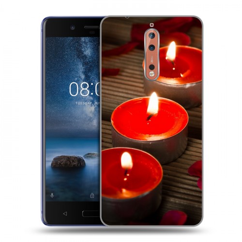 Дизайнерский пластиковый чехол для Nokia 8 Новогодние свечки