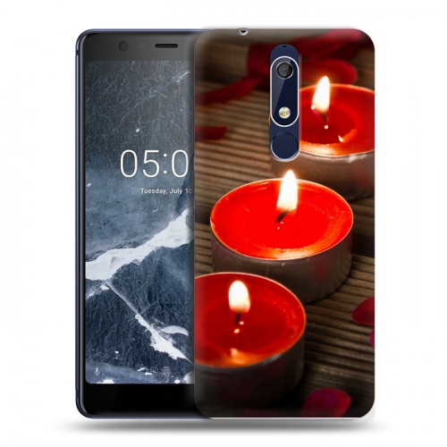 Дизайнерский пластиковый чехол для Nokia 5.1 Новогодние свечки