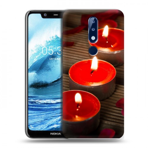 Дизайнерский пластиковый чехол для Nokia 5.1 Plus Новогодние свечки