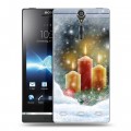 Дизайнерский пластиковый чехол для Sony Xperia S Новогодние свечки