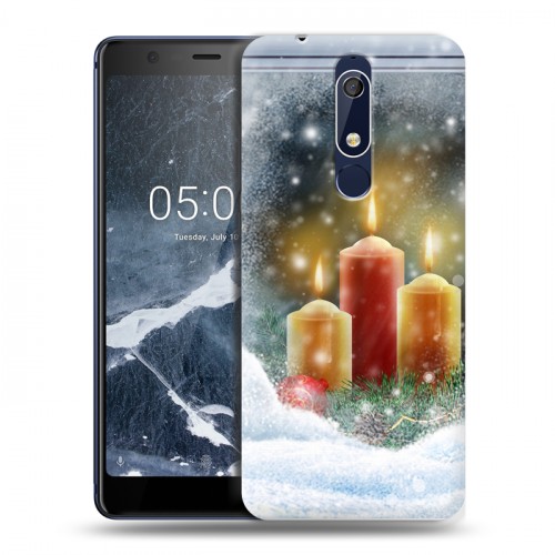 Дизайнерский пластиковый чехол для Nokia 5.1 Новогодние свечки