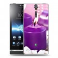 Дизайнерский пластиковый чехол для Sony Xperia S Новогодние свечки