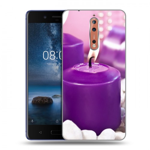 Дизайнерский пластиковый чехол для Nokia 8 Новогодние свечки