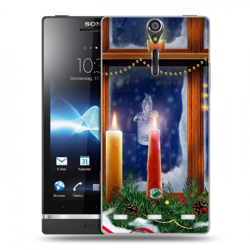 Дизайнерский пластиковый чехол для Sony Xperia S Новогодние свечки