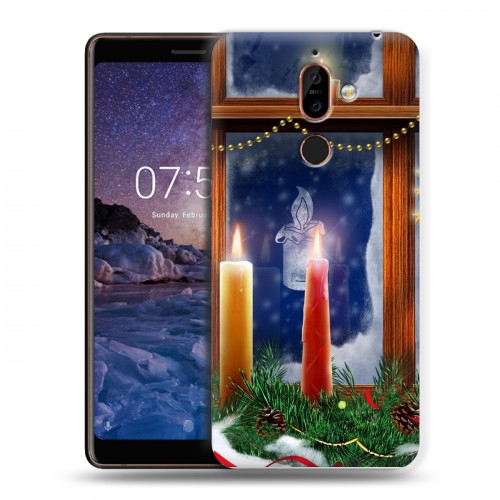 Дизайнерский пластиковый чехол для Nokia 7 Plus Новогодние свечки