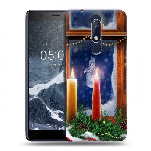 Дизайнерский пластиковый чехол для Nokia 5.1 Новогодние свечки