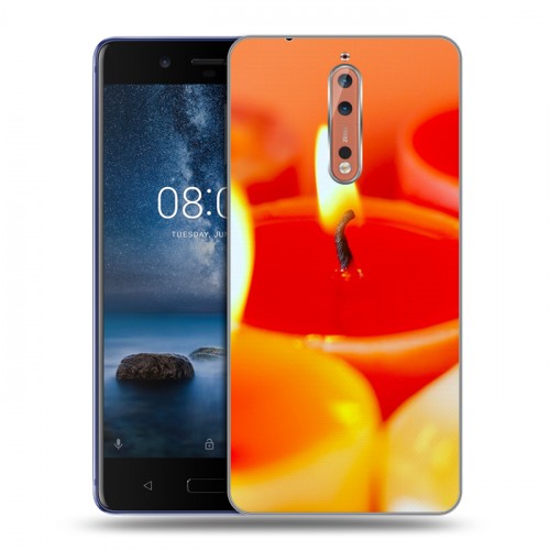 Дизайнерский пластиковый чехол для Nokia 8 Новогодние свечки