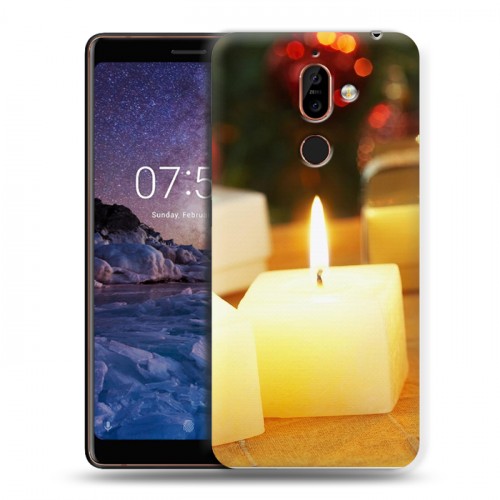 Дизайнерский пластиковый чехол для Nokia 7 Plus Новогодние свечки