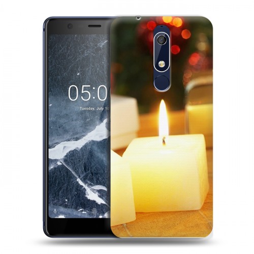 Дизайнерский пластиковый чехол для Nokia 5.1 Новогодние свечки