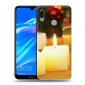 Дизайнерский пластиковый чехол для Huawei Y6 (2019) Новогодние свечки