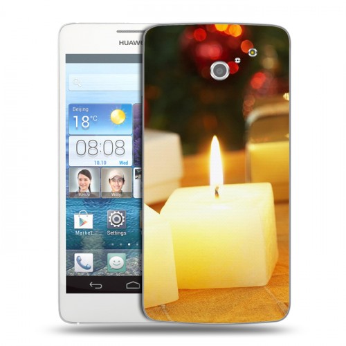 Дизайнерский пластиковый чехол для Huawei Ascend D2 Новогодние свечки