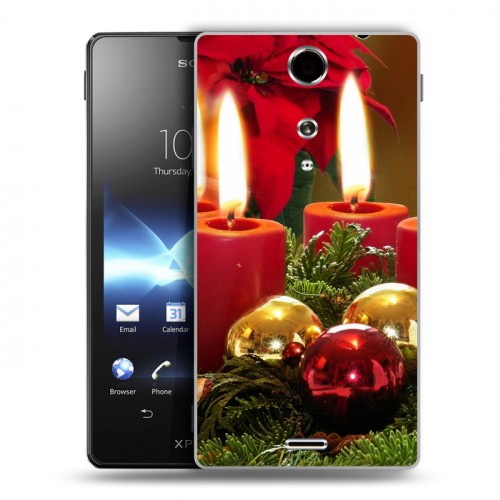 Дизайнерский пластиковый чехол для Sony Xperia TX Новогодние свечки