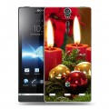 Дизайнерский пластиковый чехол для Sony Xperia S Новогодние свечки