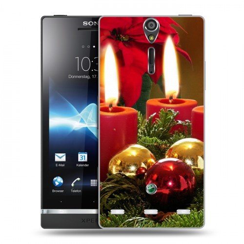 Дизайнерский пластиковый чехол для Sony Xperia S Новогодние свечки