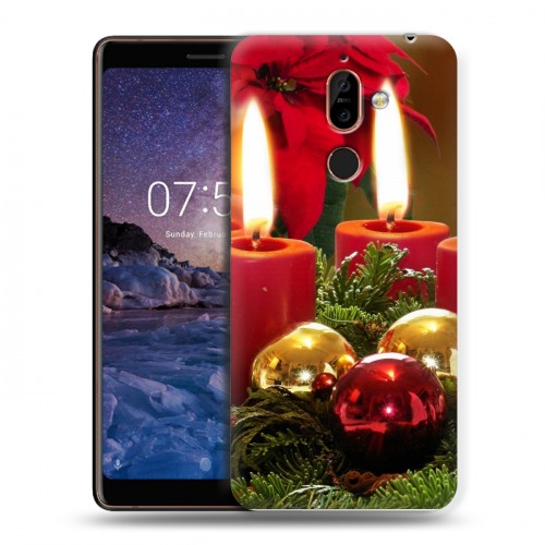 Дизайнерский пластиковый чехол для Nokia 7 Plus Новогодние свечки