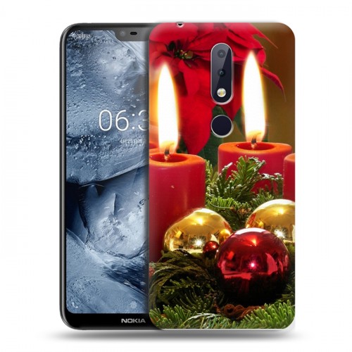 Дизайнерский силиконовый чехол для Nokia 6.1 Plus Новогодние свечки