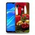 Дизайнерский пластиковый чехол для Huawei Y6 (2019) Новогодние свечки