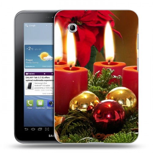 Дизайнерский силиконовый чехол для Samsung Galaxy Tab 2 7.0 Новогодние свечки