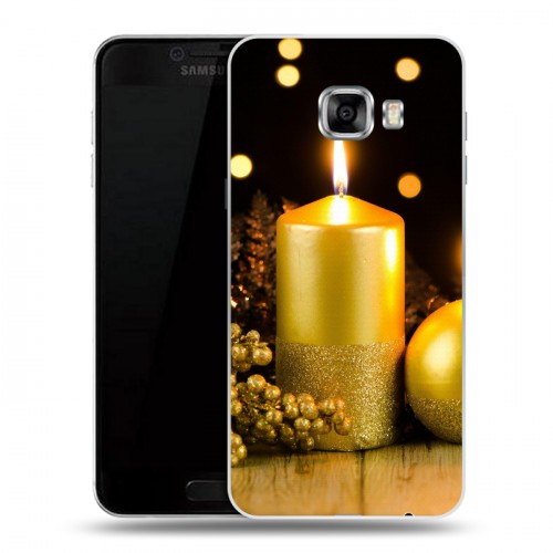 Дизайнерский пластиковый чехол для Samsung Galaxy C5 Новогодние свечки